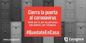 Zaragoza anima con una pancarta a 'ganar la batalla' al coronavirus