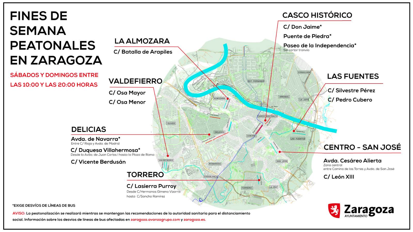 Zaragoza empieza los “fines de semana peatonales” para facilitar los paseos