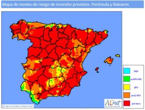 Aragón mantiene por prevención la alerta naranja por peligro de incendios forestales