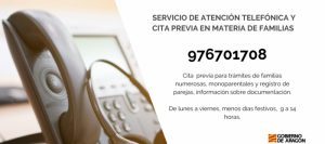 Nuevo servicio de cita previa por teléfono para trámites de familias en Aragón