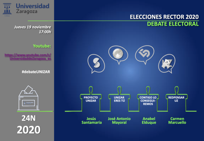 Los candidatos a rector de la Unizar protagonizan hoy un debate online